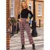 Allegra K Women's Plaid Tartan High Waisted Button Casual Pants - 3 of 4