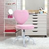 GlasFlength Task and Office Chairs Armless Office Chair Ergonomic Rolling Computer Desk Chair Work Chair for Office, Pink, 15.8"*19.8"*35" - 2 of 4