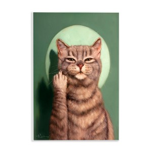 Stupell Industries Cat & Middle Finger Wall Plaque Art, 10" x 15" - 1 of 4