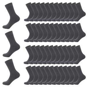 GENTLEAGU Men's Viscose Bamboo Dress Socks - Lightweight & Breathable Crew Socks, Soft & Stretchable, 48 Pairs Wholesale Bulk Pack - 1 of 4