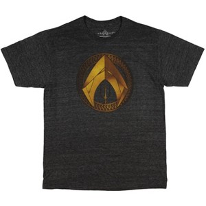 Seven Times Six Aquaman Ornate Gold Logo nice Graphic Men's T-Shirt Black - 1 of 3