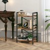 Aoibox 3 Tier Industrial Bookshelf Small Metal Bookcase Rustic Brown Storage Organizer for Living Room Bedroom Office - 4 of 4