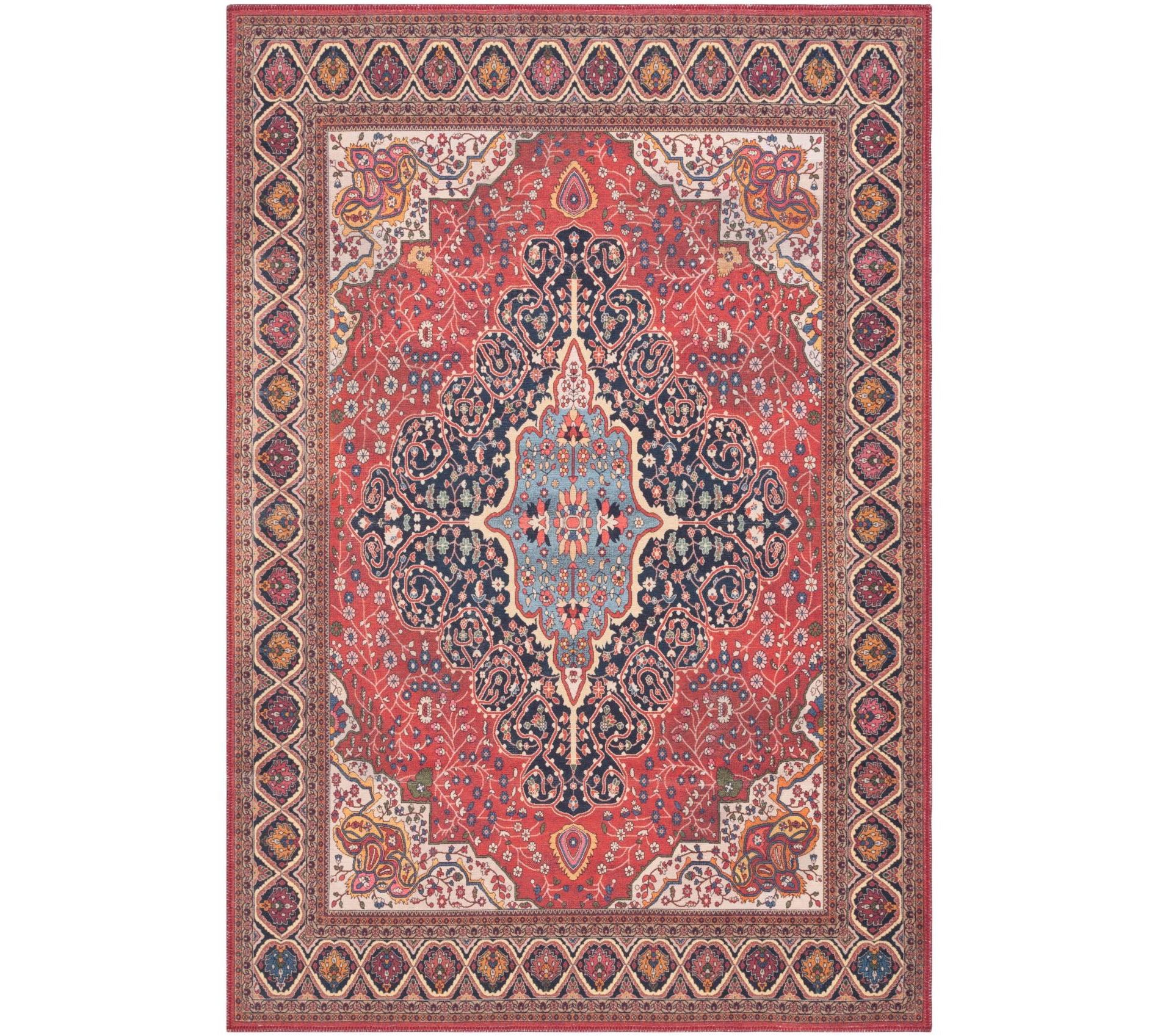 Serapi SEP814 Machine Washable Power Loomed Indoor Area Rug - Rust/Navy - 5'3"x7'6" - Safavieh