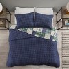 3 Pcs Colorful Stylish Block Printed Quilt Set, All Season Rustic Soft Textile Farmhouse Style Bedding Set, Reversible Bed Set with Matching Shams - 3 of 4