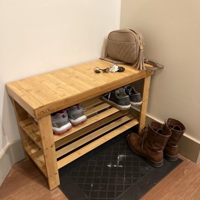 Costway 3-tier Wood Shoe Rack 27.5' Shoe Bench Freestanding Boots Organizer  Heavy-duty : Target