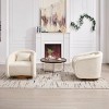Set of 2 Swivel Accent Chair Modern Teddy Fabric Upholstery with 360-Degree Rotation & Comfy Barrel Shape for Living Room or Bedroom-Cuddlewood - 2 of 4