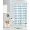 LunaLulinlk Aqua Blue Striped Fabric Shower Curtain with Hooks - 2 of 4