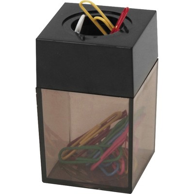 Business Source Dispenser f/Paper Clips Magnetic 2"x3" Smoke/Black 11796