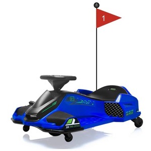 12V Kids Drift Car, Electric Go-Kart w/45W Motor, 5 MPH Variable Speed, Music, LED Lights, USB, Safety Alarm - 1 of 4