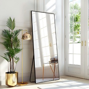 PexFix Rectangular Metal Framed Full Length Wall Mirror Free Standing Mirror in Black - 1 of 4