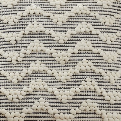 Chevron Textured Cotton Euro Throw Pillow Cover in Black and White