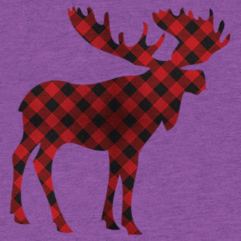 Girl's Lost Gods Christmas Plaid Moose T-Shirt, 2 of 5
