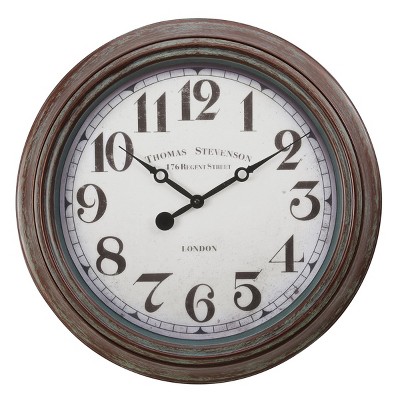 FURNIinspire Wall Clocks Living Room Round Hanging Clock Aged Timepiece Vintage Wall Decor for Bedroom, Office, Brown, 20"*20"*2"