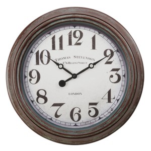 FURNIinspire Wall Clocks Living Room Round Hanging Clock Aged Timepiece Vintage Wall Decor for Bedroom, Office, Brown, 20"*20"*2" - 1 of 4