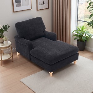 37.4" Chenille Mid-Century Oversized Sleeper Chaise Lounger - 1 of 4