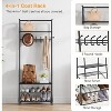 4-in-1 Hall Tree with Bench and Shoe Storage, Entryway Coat Rack with Hooks, Shelf, and Metal Frame Organizer - 3 of 4