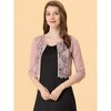 Allegra K Women's Elegant 3/4 Sleeve Sheer Floral Lace Cropped Bolero Shrugs - 2 of 4