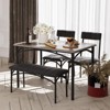 4-Person Dining Table Set with Upholstered Chairs and Bench, Rustic Kitchen Table and Chair Set for Small Space Apartment, Rectangular Table - 3 of 4