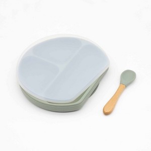 MyKids-USA Baby Silicone Compartment Plate With Wooden Spoon - 1 of 4