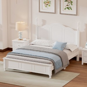 NicBex Full/Queen Vintage Platform Bed Frame with Headboard,Retro Style Wood Platform Bed,No Box Spring Needed,Easy Assembly,Walnut/White - 1 of 4
