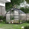 Outsunny Polycarbonate Greenhouse, Heavy Duty Outdoor Aluminum Walk-in Green House Kit with Vent & Door for Backyard Garden - 2 of 4