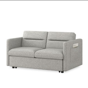 NicBex 54.5 Inch Loveseats Sofa Bed with Pull-out Bed,Adjsutable Back and 2 Arm Pocket for Living Room,Apartment,Office,Light Gray - 1 of 4