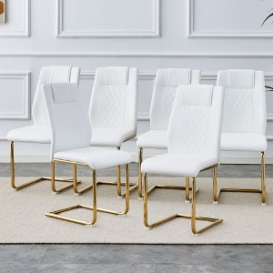 NicBex Faux Leather Dining Chairs Set of 6,Armless Upholstered Kitchen Chair with Plastic Anti-Slip Footpad for Dining Room,Kitchen - 1 of 4