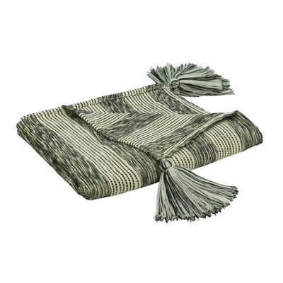 Black & White Striped Cotton Throw Blanket, 50 x 60 in