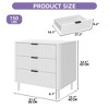 Modern Fluted 3 Drawer Dresser Chest of Drawers with Solid Wood Legs Wood Storage Dresser Organizer for Dorms Flats Living Rooms - 2 of 4
