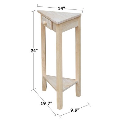 Classic Unfinished Solid Parawood Corner End Table with Storage