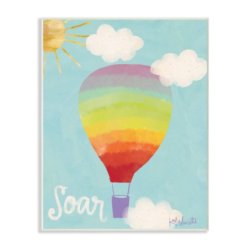 10&#34;x0.5&#34;x15&#34; Soar Rainbow Hot Air Balloon Kids&#39; Wall Plaque Art - Stupell Industries, 1 of 6