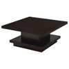 35.5" Cappuccino Square Coffee Table with Pedestal Base and Shelf ¨C Ideal for Living Room or Den - 2 of 4