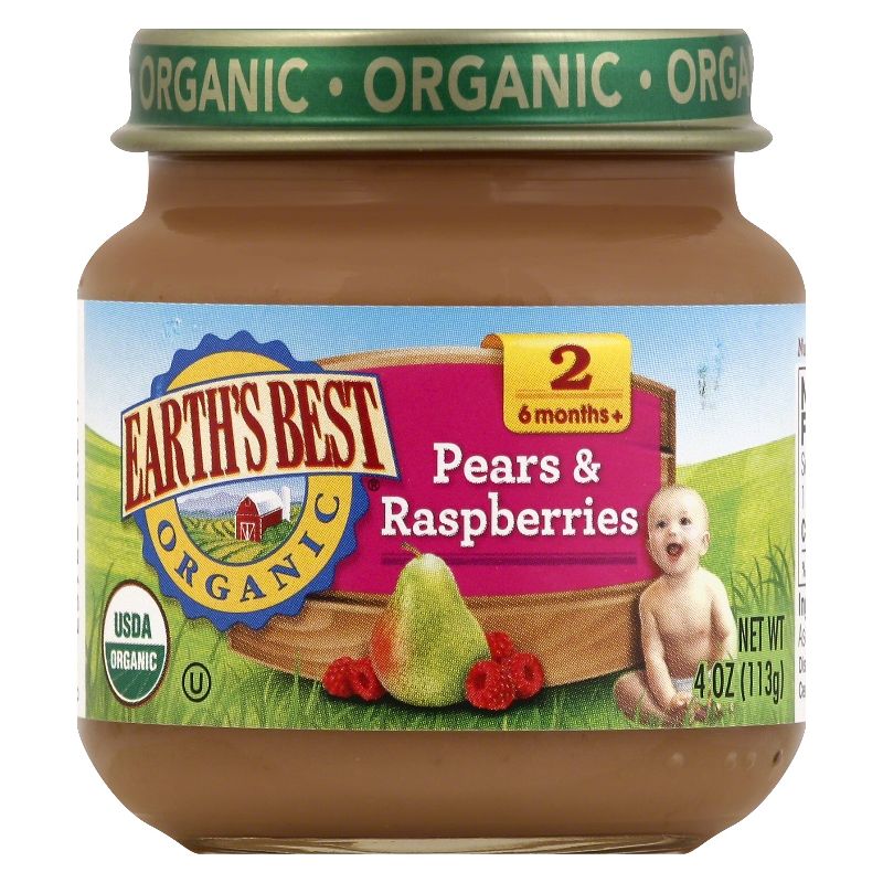 Earth's Best Organic Pureed Baby Food Pears & Raspberries - 4oz, 4 of 5