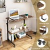 Syemin Desks Adjustable Overbed Bedside Table Overbed Bedside Table with Wheels Hospital Tray Table Adjustable with Wheel, Brown, 31.5"*15.75"*26.4" - 4 of 4