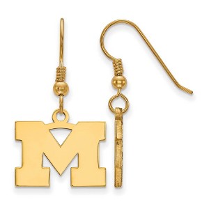 Black Bow Jewelry 14k Yellow Gold Plated Sterling Silver Michigan Wolverines NCAA Dangle Earrings - 1 of 3