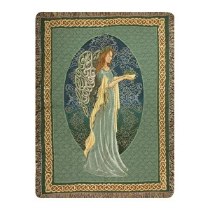 Irish Angel Cotton Throw– Spiritual Celtic Tapestry Decor by Manual Woodworkers and Weavers - 1 of 3
