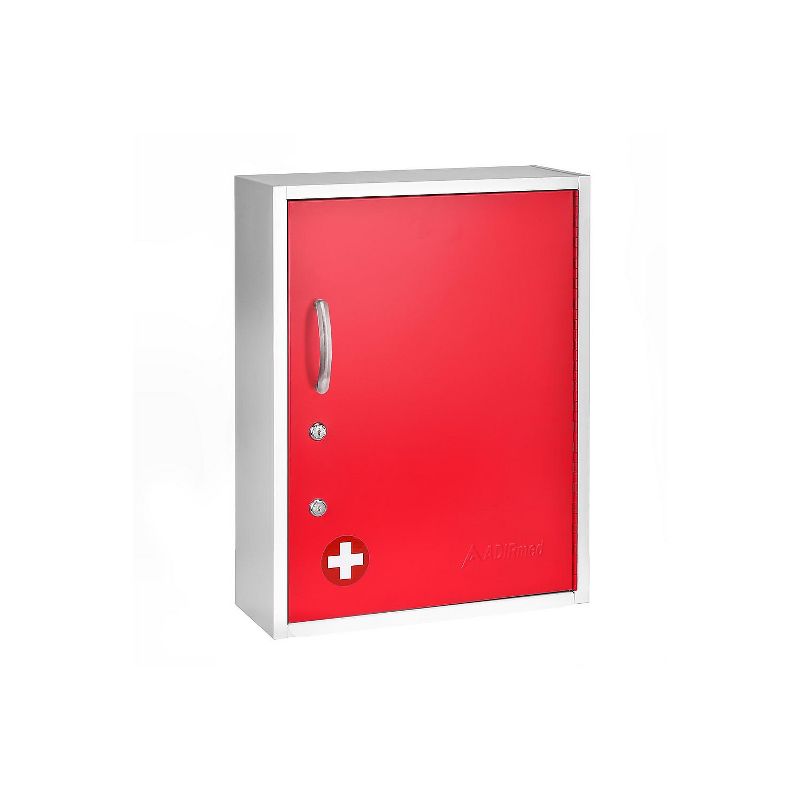 AdirMed 21 in. H x 16 in. W Dual Lock Surface-Mount Medical Security Cabinet in Red with Pull-Out, 1 of 8