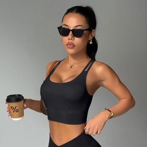 Women's Fitness High-Intensity Breathable Yoga Sports Bra Shock-Proof Fixed Cup with Removable Chest Pads - 1 of 3