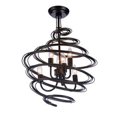 18" x 18" x 20" 6-Light Albertus Pendant Black - Warehouse Of Tiffany: ETL Listed, Metal Body, No Shade
