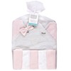 Hudson Baby Infant Girls Hooded Towel and Five Washcloths, Gray Pink Elephant, One Size - 2 of 2
