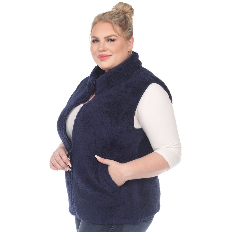 Plus Size Zip up High Pile Fleece vest -White Mark, 2 of 6