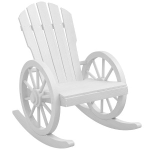 Outsunny Adirondack Rocking Chair with Slatted Design and Oversize Back for Porch, Poolside, or Garden Lounging - 1 of 4
