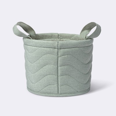 Quilted Fabric Small Round Storage Basket - Green - Cloud Island™