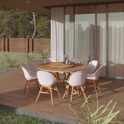 Athy 9pc Patio Dining Set with Round Table & Lazy Susan - Amazonia