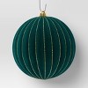 2ct Christmas 200mm Flocked Ribbed Glitter Ornament Set Green - Wondershop™ - 4 of 4