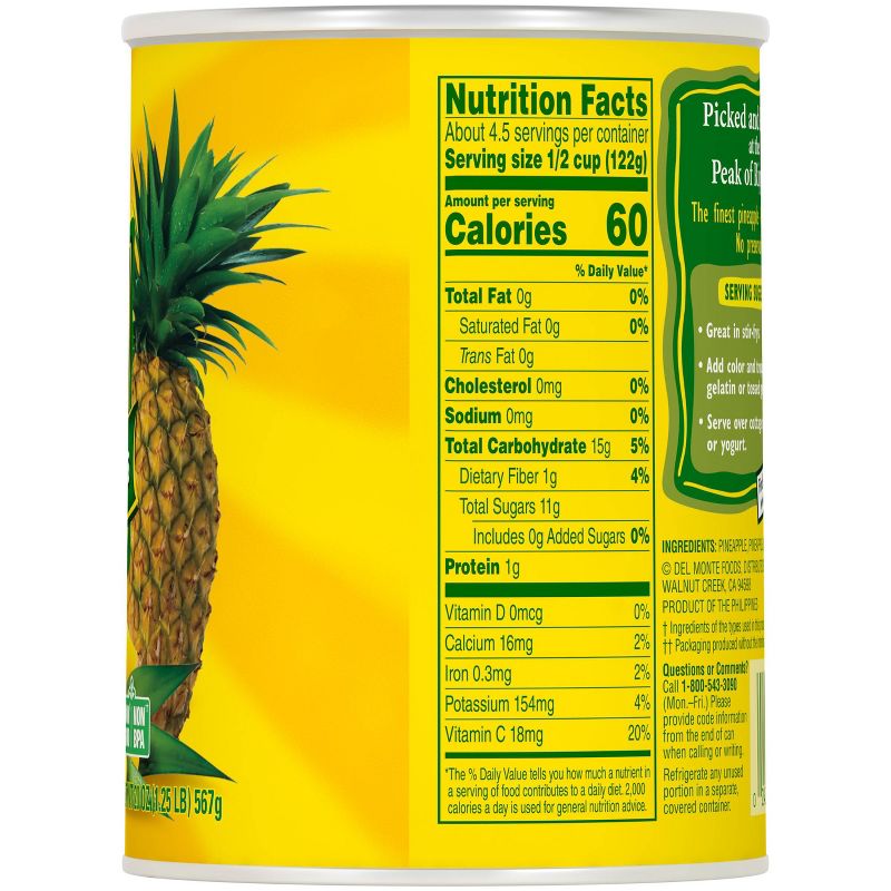Del Monte Pineapple Chunks in 100% Juice 20oz, 3 of 6