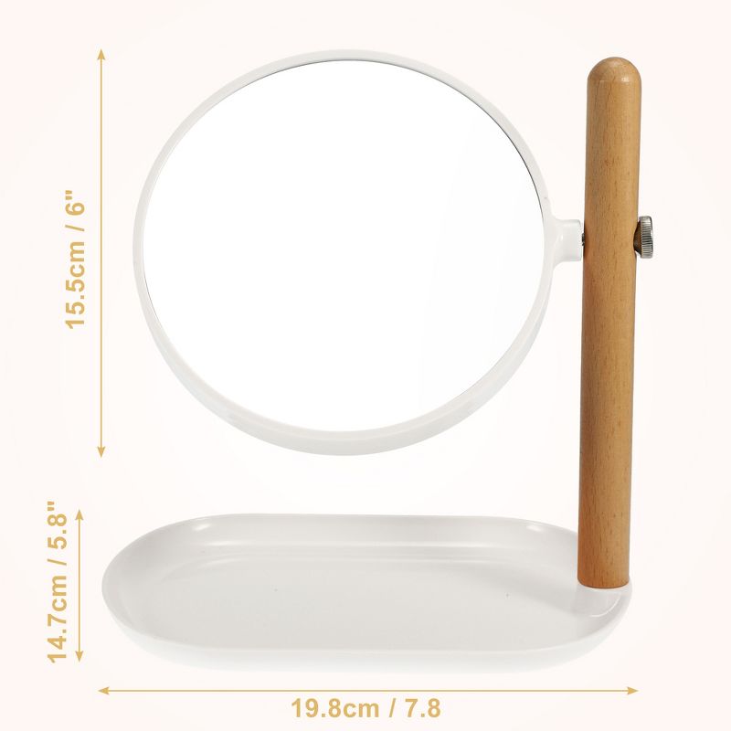 Unique Bargains Home Vanity Rotatable 1X/3X  Magnifying Cosmetic Mirror with Storage Tray, 4 of 7