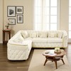 110.5" Luxury Italian Velvet L-Shaped Chesterfield Sofa with Gold Stainless Steel Accents, Tufted Sectional Couch with 7 Pillows for Living Room - 4 of 4