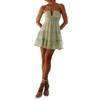 Women's Ruched Halter Tiered Mini Dress Casual Summer Dresses - 3 of 4