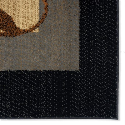 Royalty Clover Black and Blue Geometric Area Rug